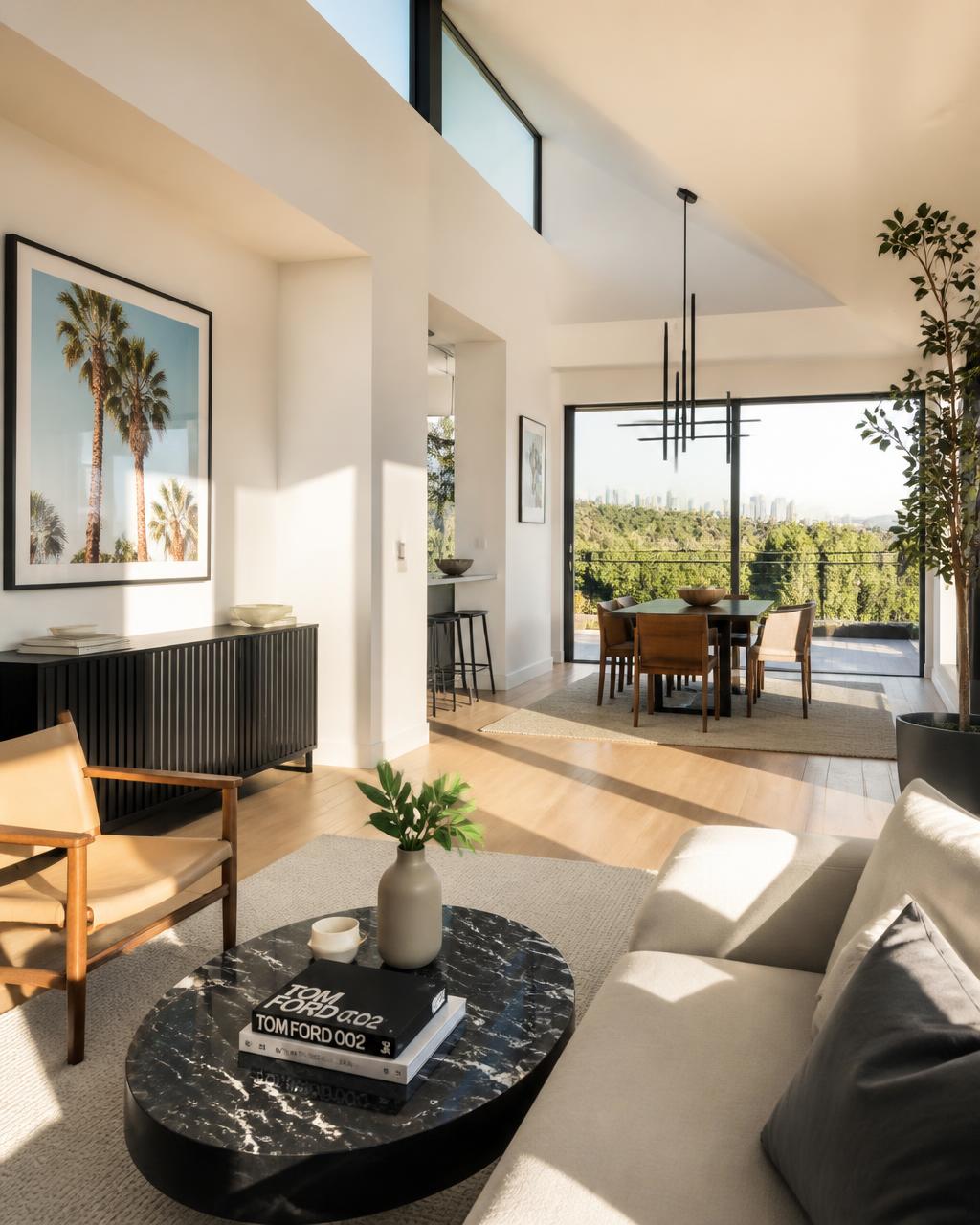 Sun-drenched modern Los Angeles interior with freshly painted walls
